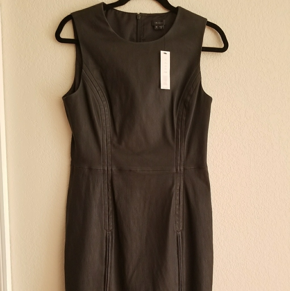 NEW Women's TheoryLeather Zipper Dress Black 10